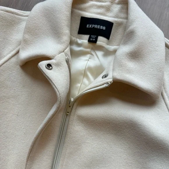 Express Classic Cream Wool Coat - Picture 3 of 9